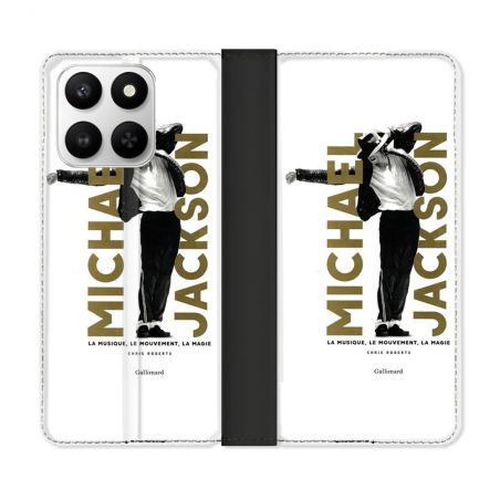 Housse cuir portefeuille Pour Honor 400 smart 5G Michael Jackson Blanc