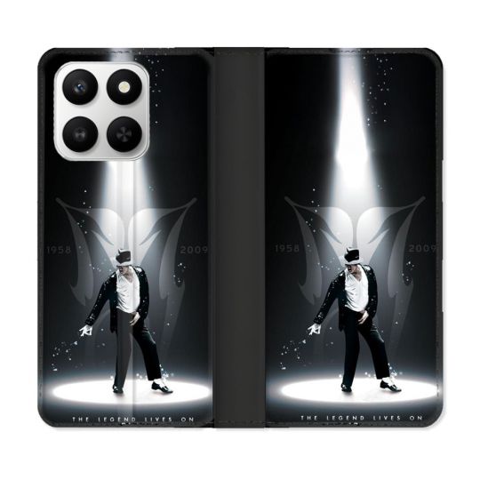 Housse cuir portefeuille Pour Honor 400 smart 5G Michael Jackson Noir