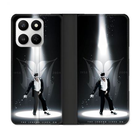Housse cuir portefeuille Pour Honor 400 smart 5G Michael Jackson Noir