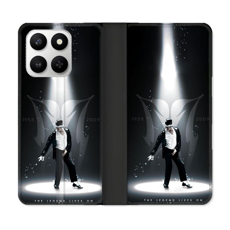 Housse cuir portefeuille Pour Honor 400 smart 5G Michael Jackson Noir