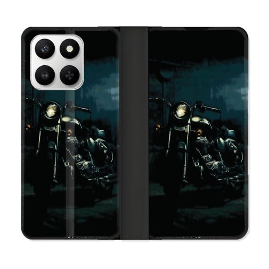 Housse cuir portefeuille Pour Honor 400 smart 5G Moto Harley Vintage
