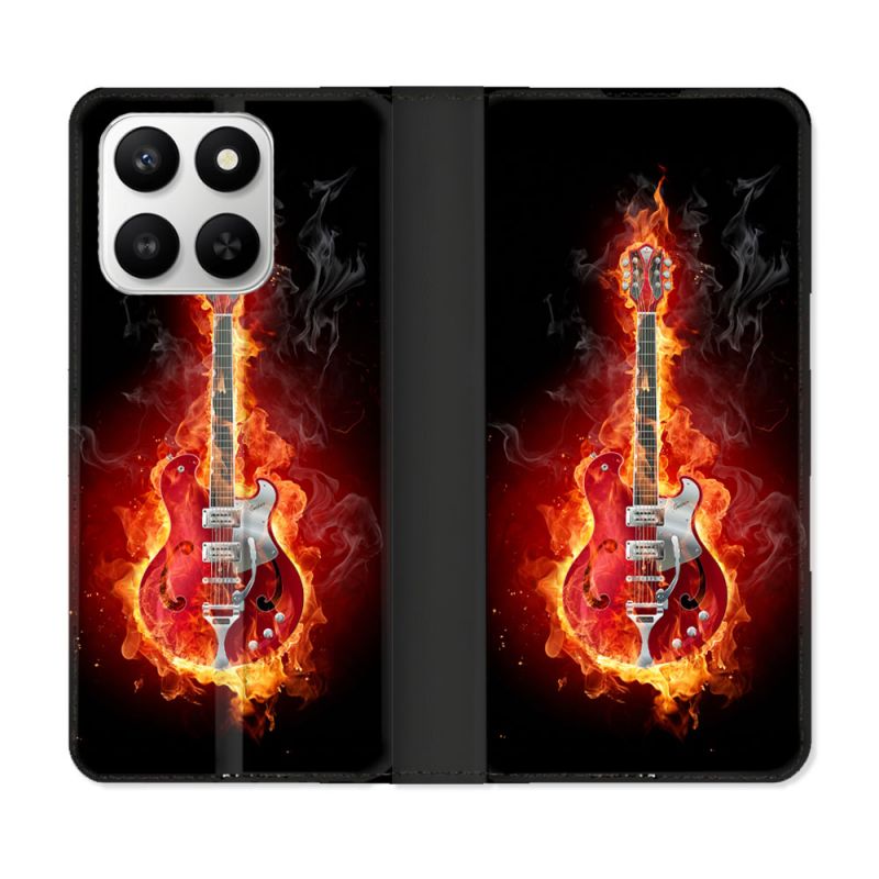 Housse cuir portefeuille Pour Honor 400 smart 5G Musique Guitare Electrique