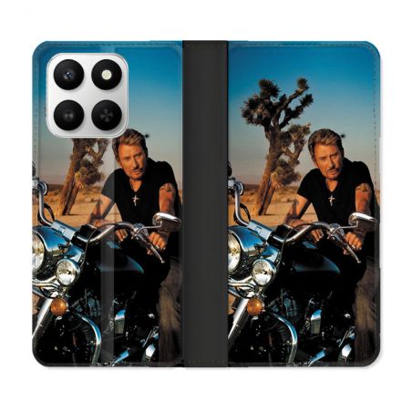 Housse cuir portefeuille Pour Honor 400 smart 5G Musique Johnny Hallyday Moto