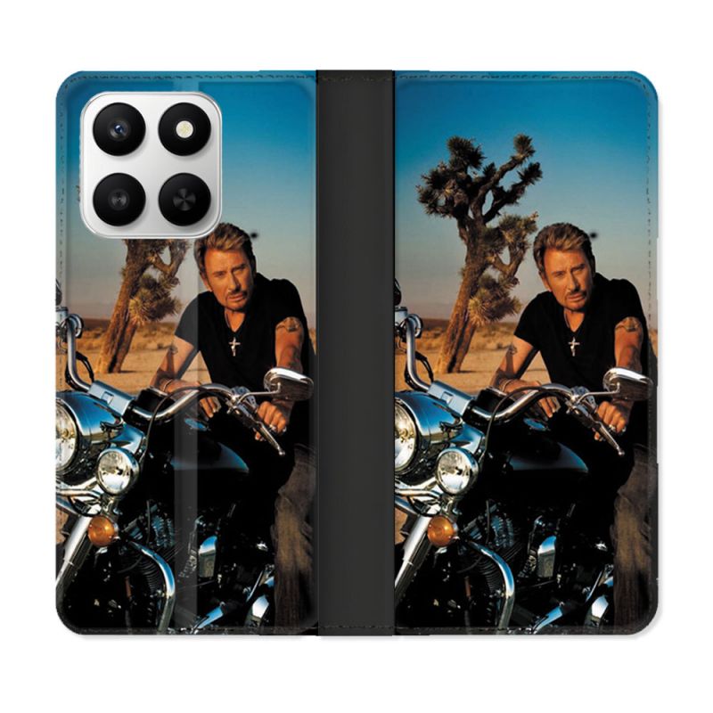 Housse cuir portefeuille Pour Honor 400 smart 5G Musique Johnny Hallyday Moto