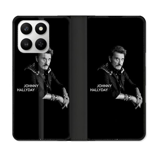 Housse cuir portefeuille Pour Honor 400 smart 5G Musique Johnny Hallyday Noir
