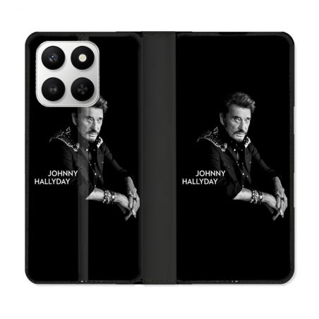 Housse cuir portefeuille Pour Honor 400 smart 5G Musique Johnny Hallyday Noir