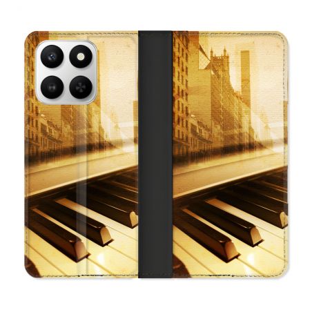 Housse cuir portefeuille Pour Honor 400 smart 5G Musique Piano Retro