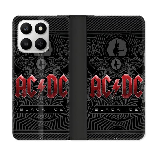 Housse cuir portefeuille Pour Honor 400 smart 5G Musique Rock ACDC Rouge
