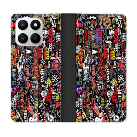 Housse cuir portefeuille Pour Honor 400 smart 5G Musique Rock Groupe