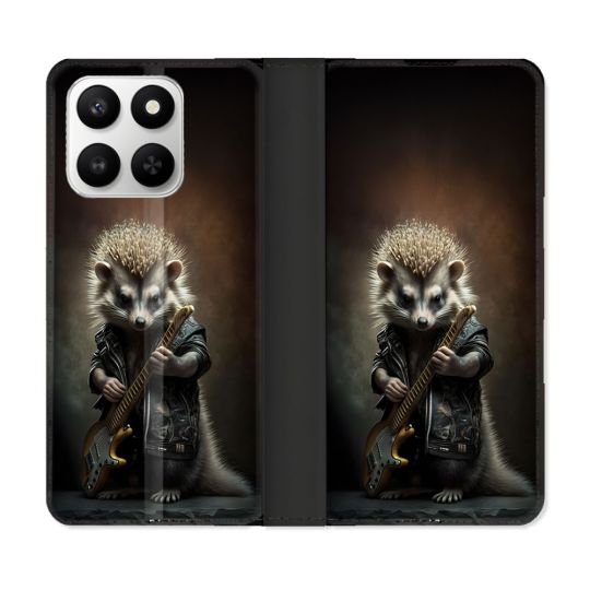 Housse cuir portefeuille Pour Honor 400 smart 5G Musique Rock Herisson