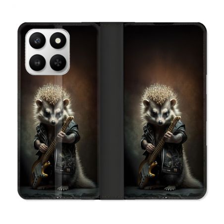 Housse cuir portefeuille Pour Honor 400 smart 5G Musique Rock Herisson