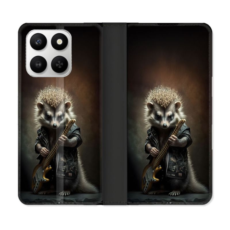 Housse cuir portefeuille Pour Honor 400 smart 5G Musique Rock Herisson