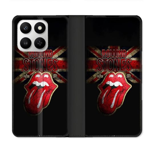 Housse cuir portefeuille Pour Honor 400 smart 5G Musique Rolling Stones