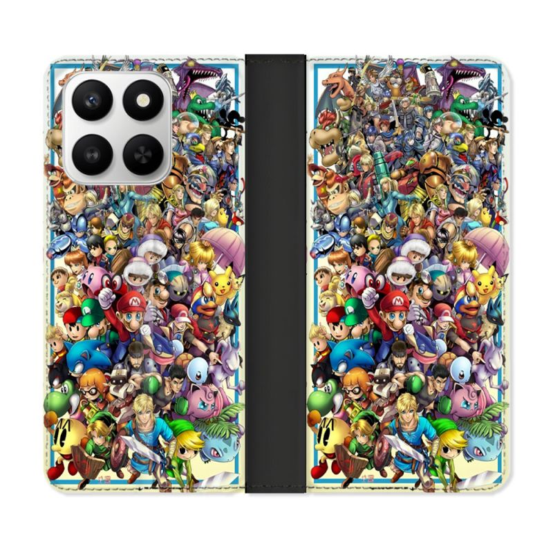 Housse cuir portefeuille Pour Honor 400 smart 5G Nintendo
