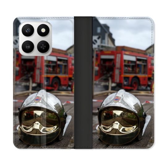 Housse cuir portefeuille Pour Honor 400 smart 5G Pompier Casque Camion