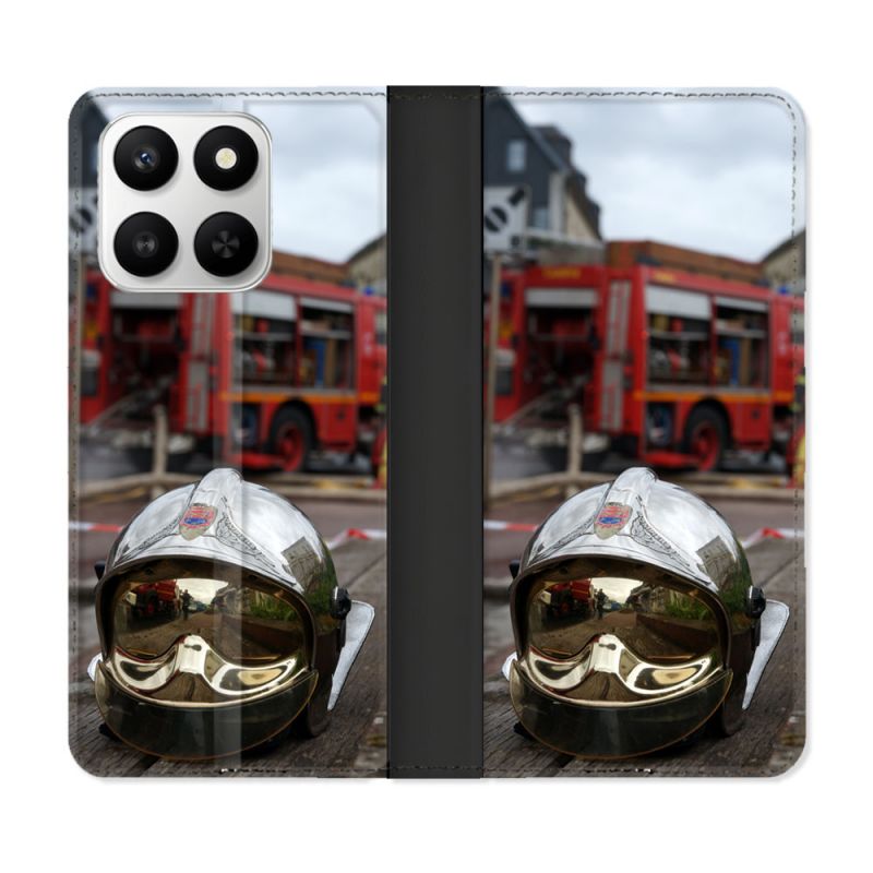 Housse cuir portefeuille Pour Honor 400 smart 5G Pompier Casque Camion