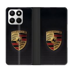 Housse cuir portefeuille Pour Honor 400 smart 5G Porsche Carbone