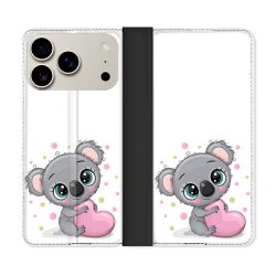 Housse cuir portefeuille Pour Iphone 17 Pro Animal Koala Cœur