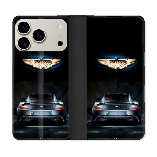 Housse cuir portefeuille Pour Iphone 17 Pro Aston Martin