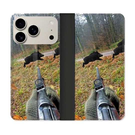 Housse cuir portefeuille Pour Iphone 17 Pro Chasse Vision Tir