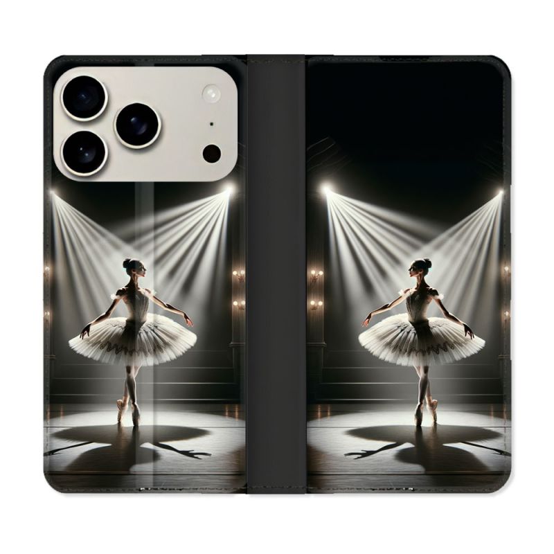 Housse cuir portefeuille Pour Iphone 17 Pro Danseuse Lumière