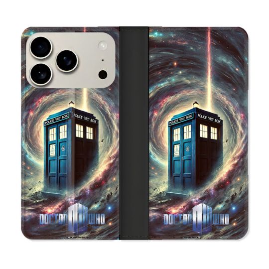 Housse cuir portefeuille Pour Iphone 17 Pro Dr Who Tardis Univers