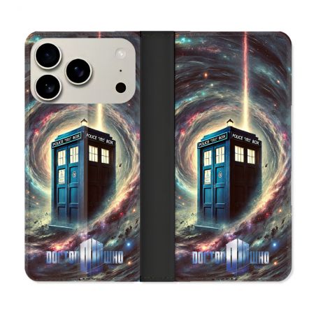 Housse cuir portefeuille Pour Iphone 17 Pro Dr Who Tardis Univers