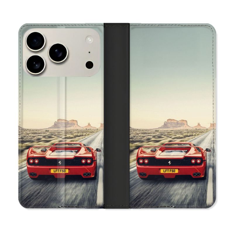 Housse cuir portefeuille Pour Iphone 17 Pro Ferrari F50