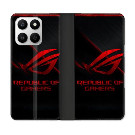Housse cuir portefeuille Pour Honor 400 smart 5G ROG Rouge