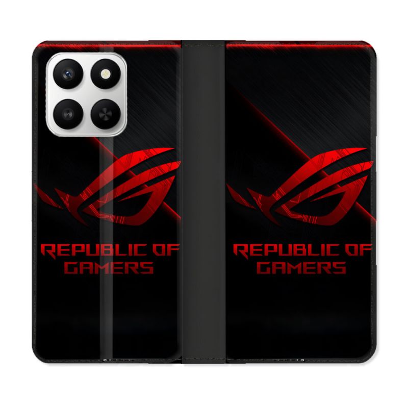 Housse cuir portefeuille Pour Honor 400 smart 5G ROG Rouge