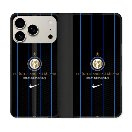 Housse cuir portefeuille Pour Iphone 17 Pro Foot Inter Milan