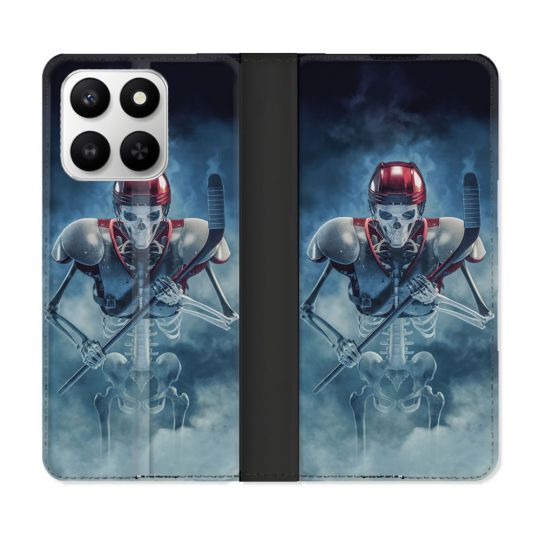 Housse cuir portefeuille Pour Honor 400 smart 5G Sport Hockey Squelette
