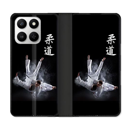 Housse cuir portefeuille Pour Honor 400 smart 5G Sport Judo Noir