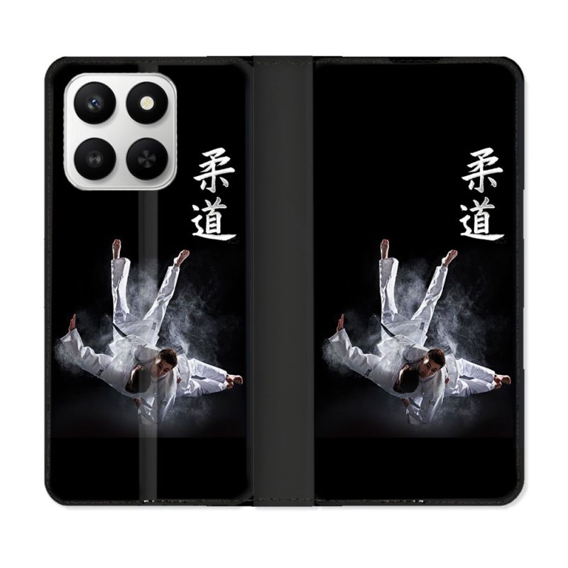 Housse cuir portefeuille Pour Honor 400 smart 5G Sport Judo Noir