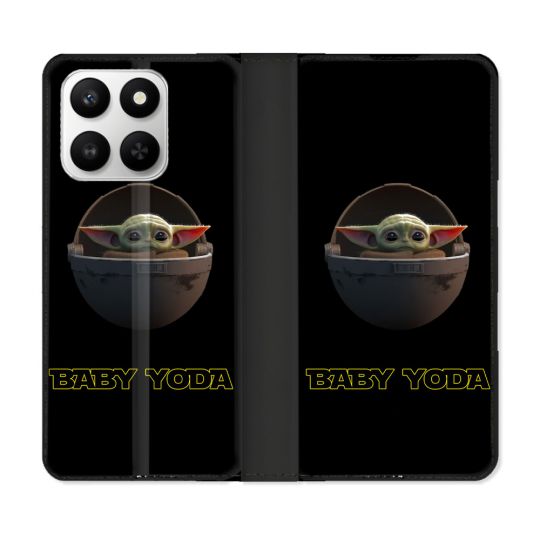 Housse cuir portefeuille Pour Honor 400 smart 5G Star Wars - Yoda bebe noir