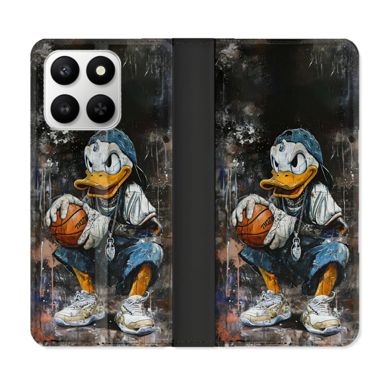 Housse cuir portefeuille Pour Honor 400 smart 5G Street Art Donald Duck