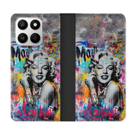 Housse cuir portefeuille Pour Honor 400 smart 5G Street Art Maryline Monroe