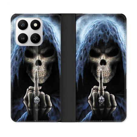 Housse cuir portefeuille Pour Honor 400 smart 5G Tete de Mort Doigt