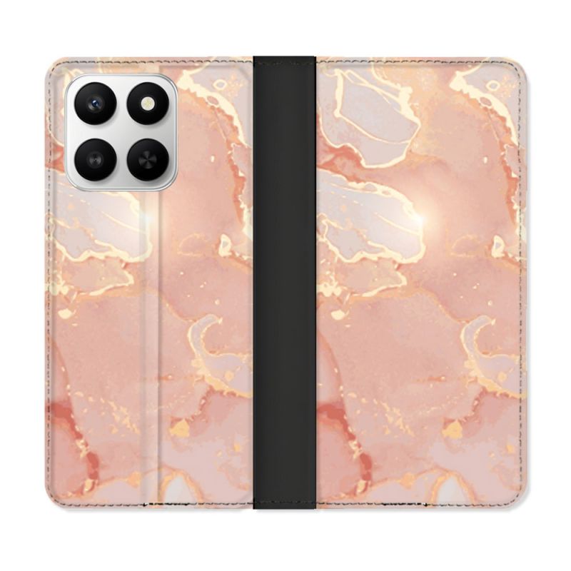 Housse cuir portefeuille Pour Honor 400 smart 5G Texture Marbre Rose