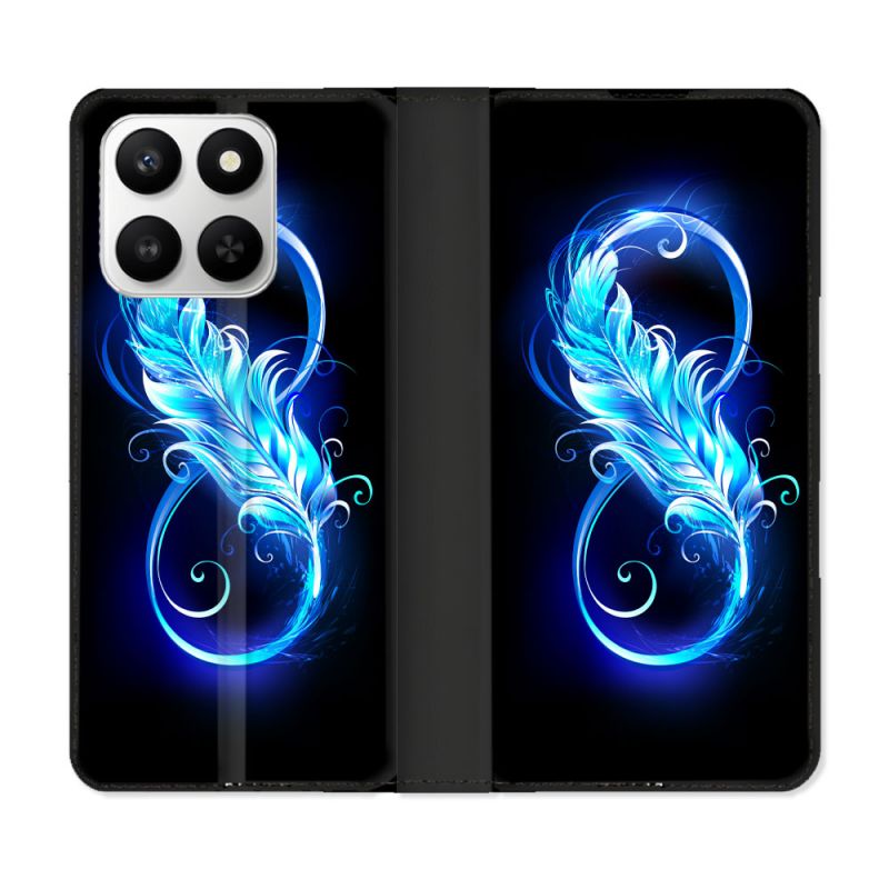 Housse cuir portefeuille Pour Honor 400 smart 5G Texture Plume Infini Bleu
