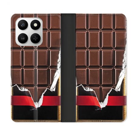 Housse cuir portefeuille Pour Honor 400 smart 5G Texture Trompe Oeil Chocolat