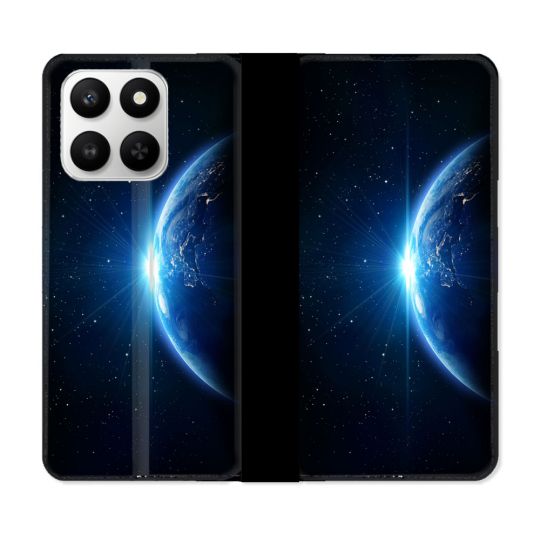 Housse cuir portefeuille Pour Honor 400 smart 5G Univers Planete Terre