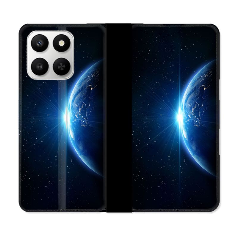 Housse cuir portefeuille Pour Honor 400 smart 5G Univers Planete Terre