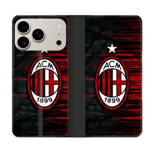 Housse cuir portefeuille Pour Iphone 17 Pro Foot Milan AC