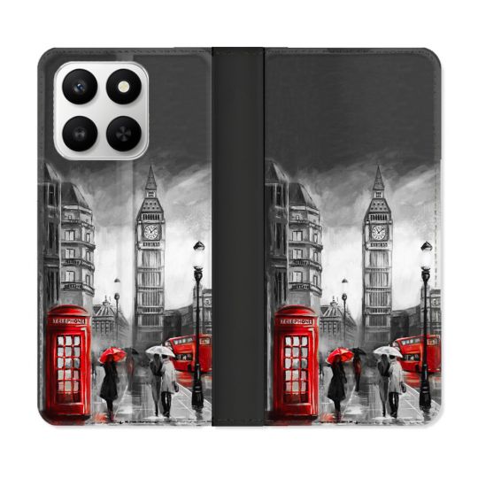 Housse cuir portefeuille Pour Honor 400 smart 5G Voyage Angleterre Londres Vintage