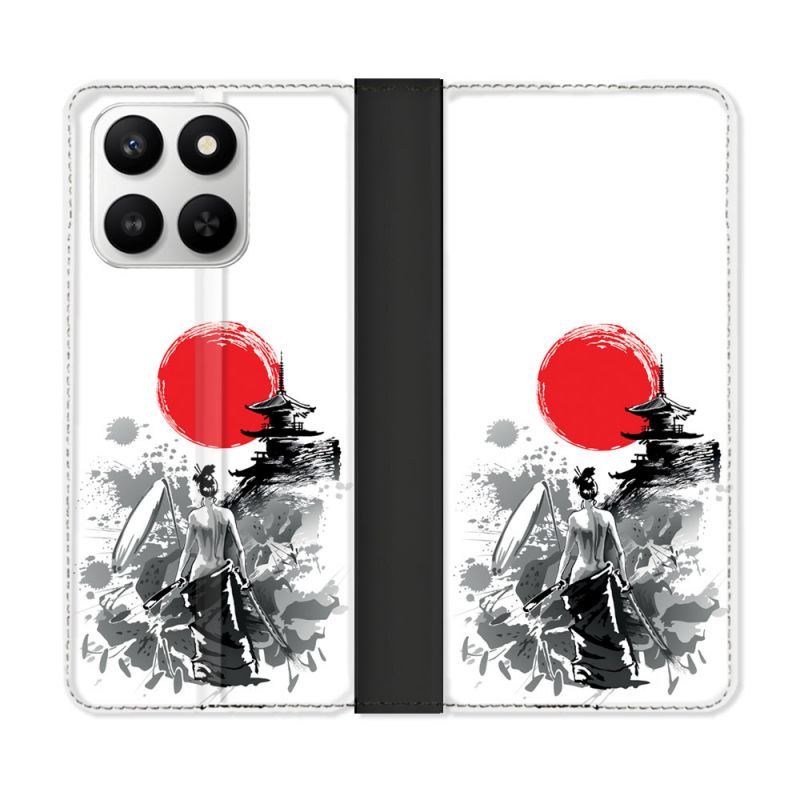 Housse cuir portefeuille Pour Honor 400 smart 5G Voyage Japon Femme