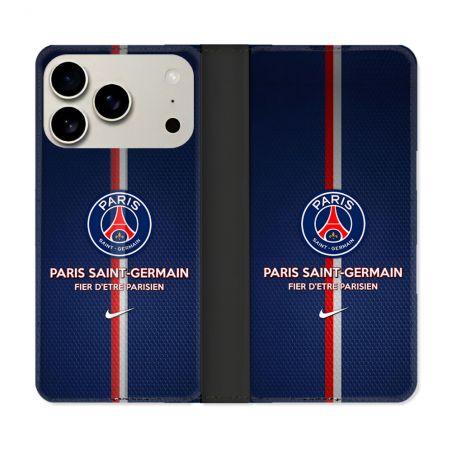 Housse cuir portefeuille Pour Iphone 17 Pro Foot PSG Fier