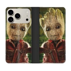 Housse cuir portefeuille Pour Iphone 17 Pro Groot Vert