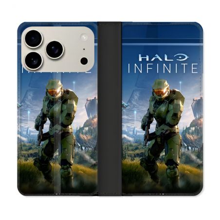 Housse cuir portefeuille Pour Iphone 17 Pro Halo