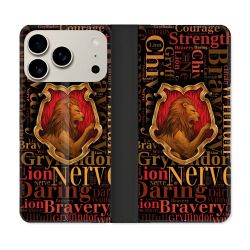 Housse cuir portefeuille Pour Iphone 17 Pro Harry Potter Griffondor
